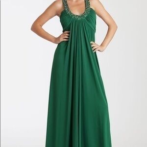JS Boutique Beaded Neck Jersey Gown